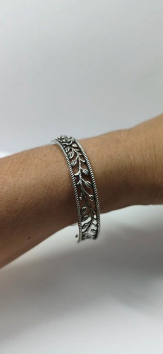 Pulsera Vintage Plata 925 Floral Artesanal