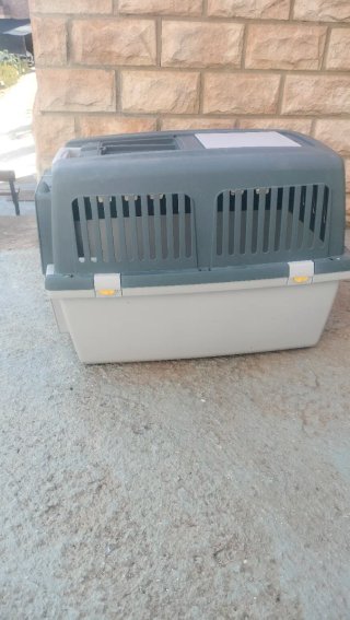 Transportín perro mediano gris y blanco