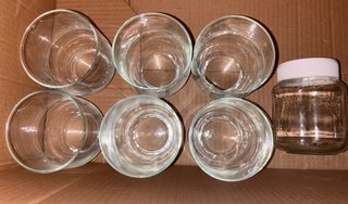 Lote 7 vasos de cristal y bote