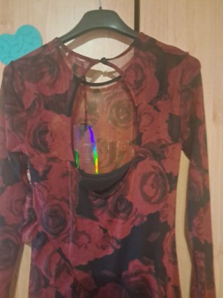 Vestido largo flores rojo y negro