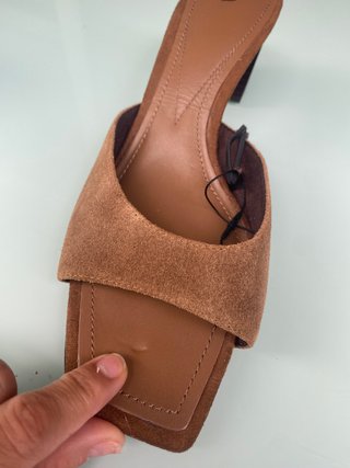 Hermosas Sandalias Zara Ante Marrón Tacón Bloque