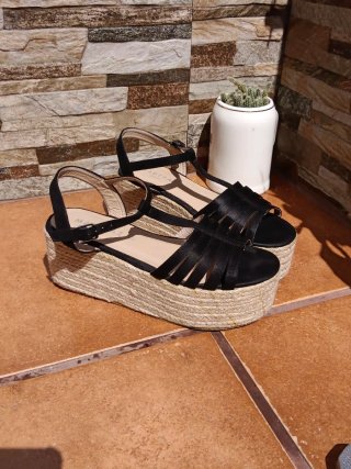 Sandalias cuña negras talla 37