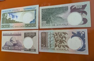 ANGOLA 1973 — Serie completa 50, 100, 500 y 1000