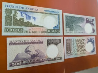 ANGOLA 1973 — Serie completa 50, 100, 500 y 1000