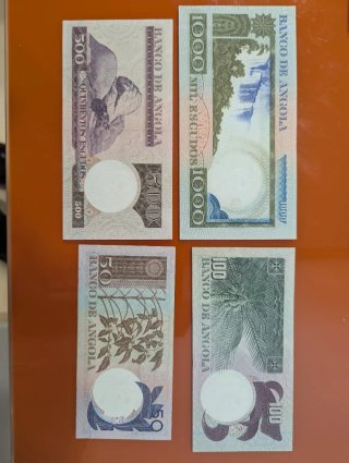 ANGOLA 1973 — Serie completa 50, 100, 500 y 1000