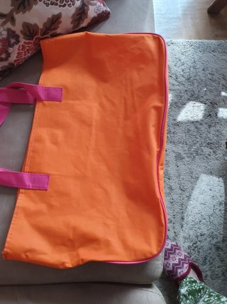 Bolsa de playa Lancaster naranja y rosa