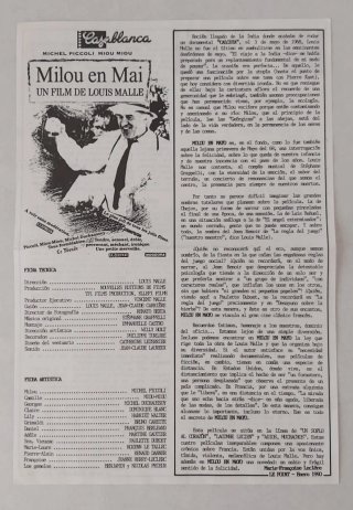 Fichas Películas. Cines Casablanca Barcelona
