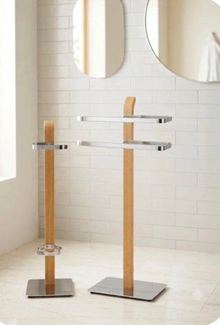 Toallero y porta rollo madera y metal