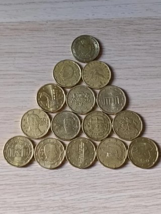 Lote 15 monedas 20 céntimos diferentes países