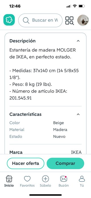 Estantería de madera pino 4 baldas