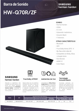 Barra de Sonido Samsung Q70R