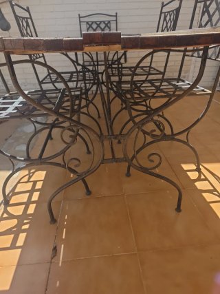 Mesa y Sillas Terraza Metal y Madera