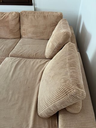Sofá chaise longue beige de tela.desenfundable 100