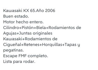 Kawasaki KX65 Moto Infantil Cross
