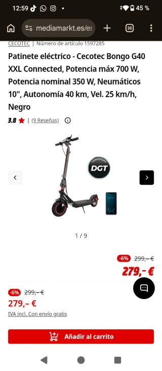 Patinete Eléctrico Cecotec Bongo D40 XXL