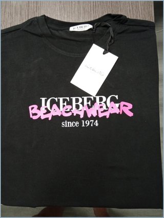 Camiseta Iceberg Beachwear negra rosa Talla M Nuev