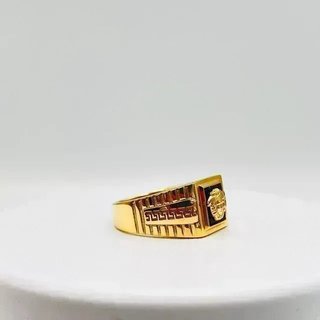 Sello Cuadrado Medusa Onix 18K
