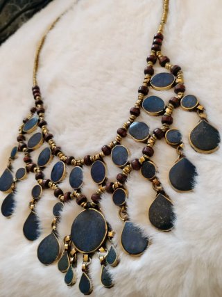 Collar Étnico Azul y Dorado