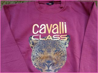 Sudadera Cavalli Class burdeos leopardo T-L
