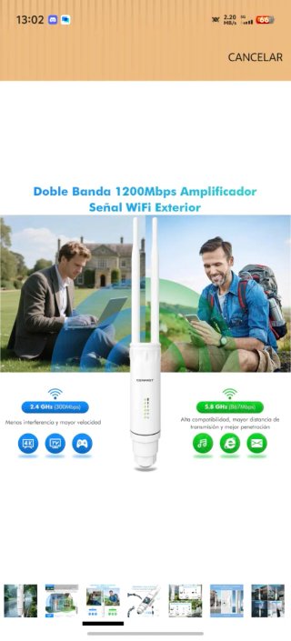 Repetidor WiFi COMFAST AC1200 Exterior