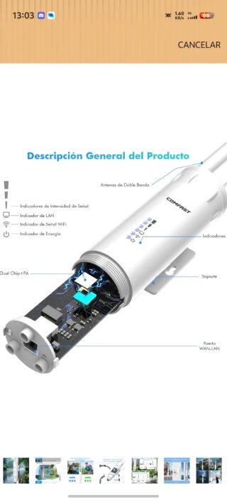 Repetidor WiFi COMFAST AC1200 Exterior