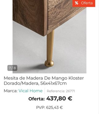 Mesita Noche Madera Mango Nueva