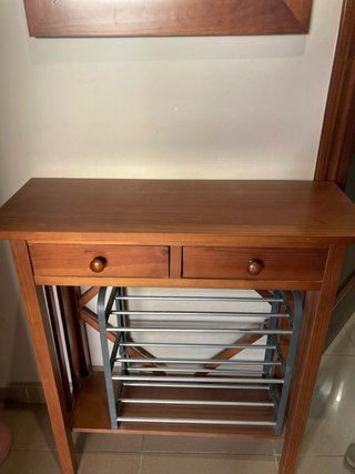 Mueble recibidor madera con espejo