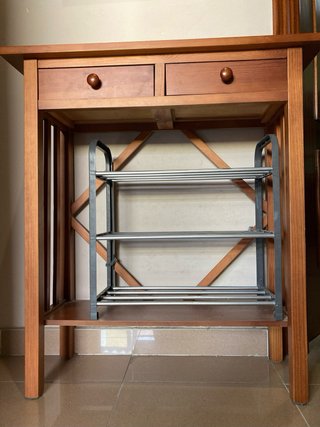 Mueble recibidor madera con espejo