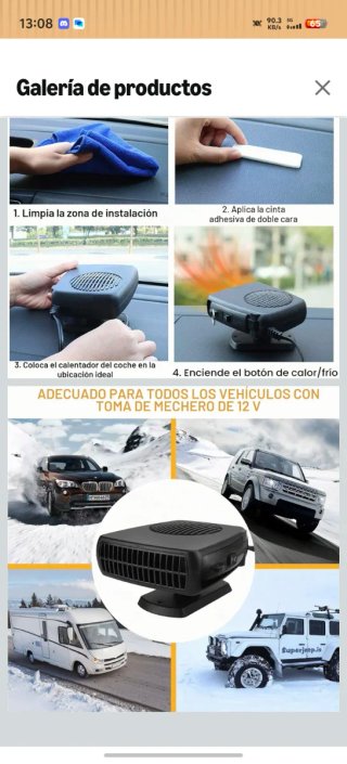 Calefactor Portátil Coche 200W 12V