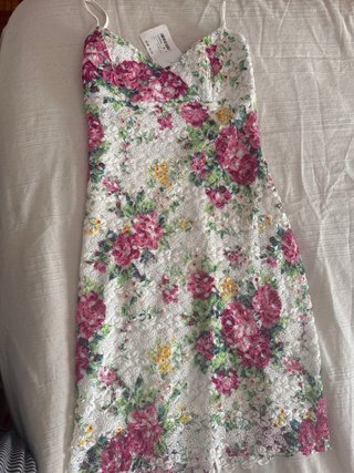 Vestido encaje floral blanco