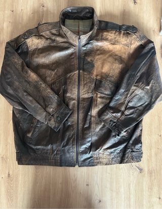 Chaqueta Biker Cuero Vintage Marrón XL