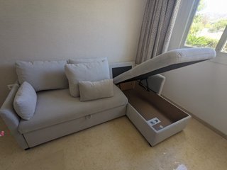 Sofá cama gris 3 plazas con canapé