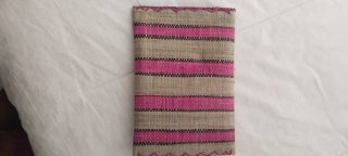 Neceser/Bolso de mano tejido rosa y beige