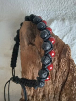 Pulsera Jaspe Rojo y Lava