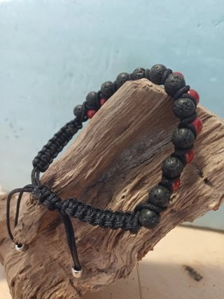 Pulsera Jaspe Rojo y Lava