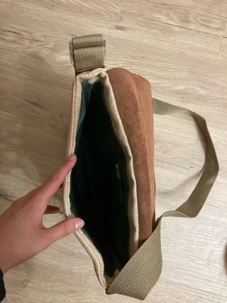 Bandolera Rafia y Piel Beige/Marrón