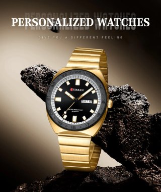 Reloj CURREN Hombre Negro y Dorado