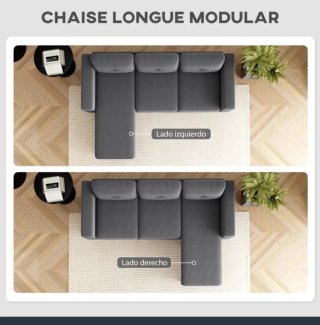 Sofá Chaiselongue 3 Plazas Gris