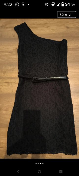 Vestido Mango Negro Encaje Talla xs