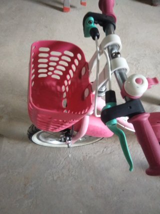 Bicicleta infantil rosa con ruedines