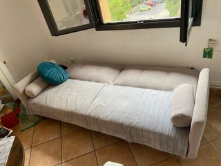 Sofá Cama Beige y Azul