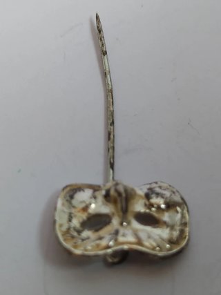 Broche Vintage Máscara Veneciana Plata 800 Italia
