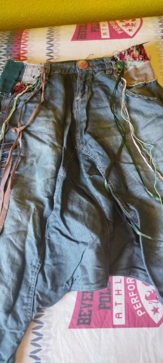 Pantalón boho lino patchwork Talla 34