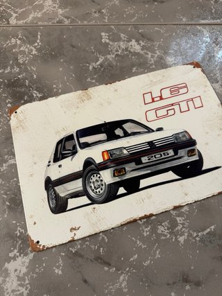 Placa chapa metalica de Peugeot 205 GTI