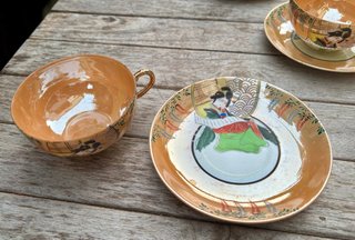Juego 6 Tazas y Platos Porcelana Japonesa