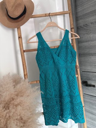 Vestido de punto verde azulado