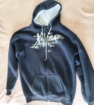 Sudadera azul de mujer con capucha y estampado tal