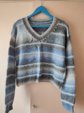 Jersey mujer rayas adornos cuello