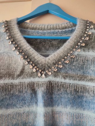 Jersey mujer rayas adornos cuello