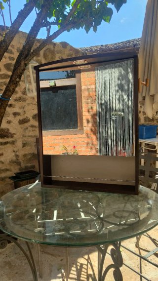 Armario baño vintage madera y cristal